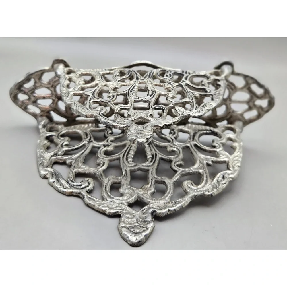 Vintage Metal Letter Holder Art Nouveau Natural Patina  Ornate Scroll‎ Work